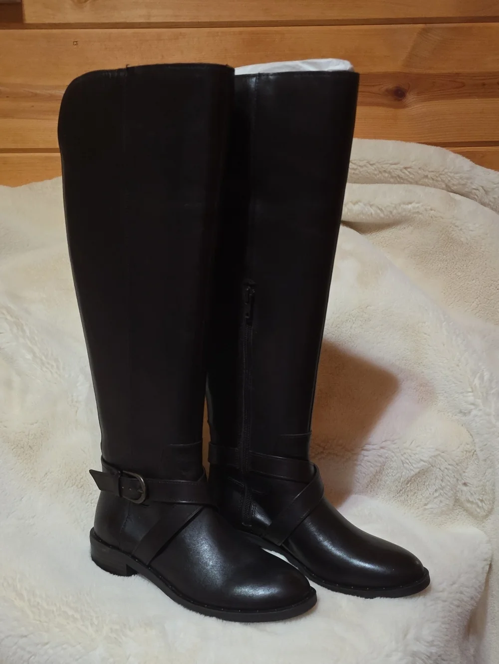 INC International Concepts Dark Brown Leather Buckle Boots